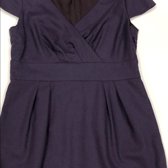 Boden Wool Cap Sleeve Wrap Front Purple Dress - Picture 3 of 10